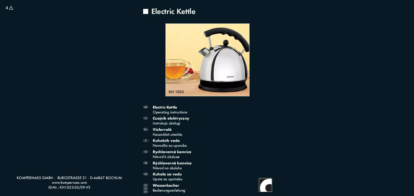 Mode d'emploi SILVERCREST KH 1023 ELECTRIC KETTLE