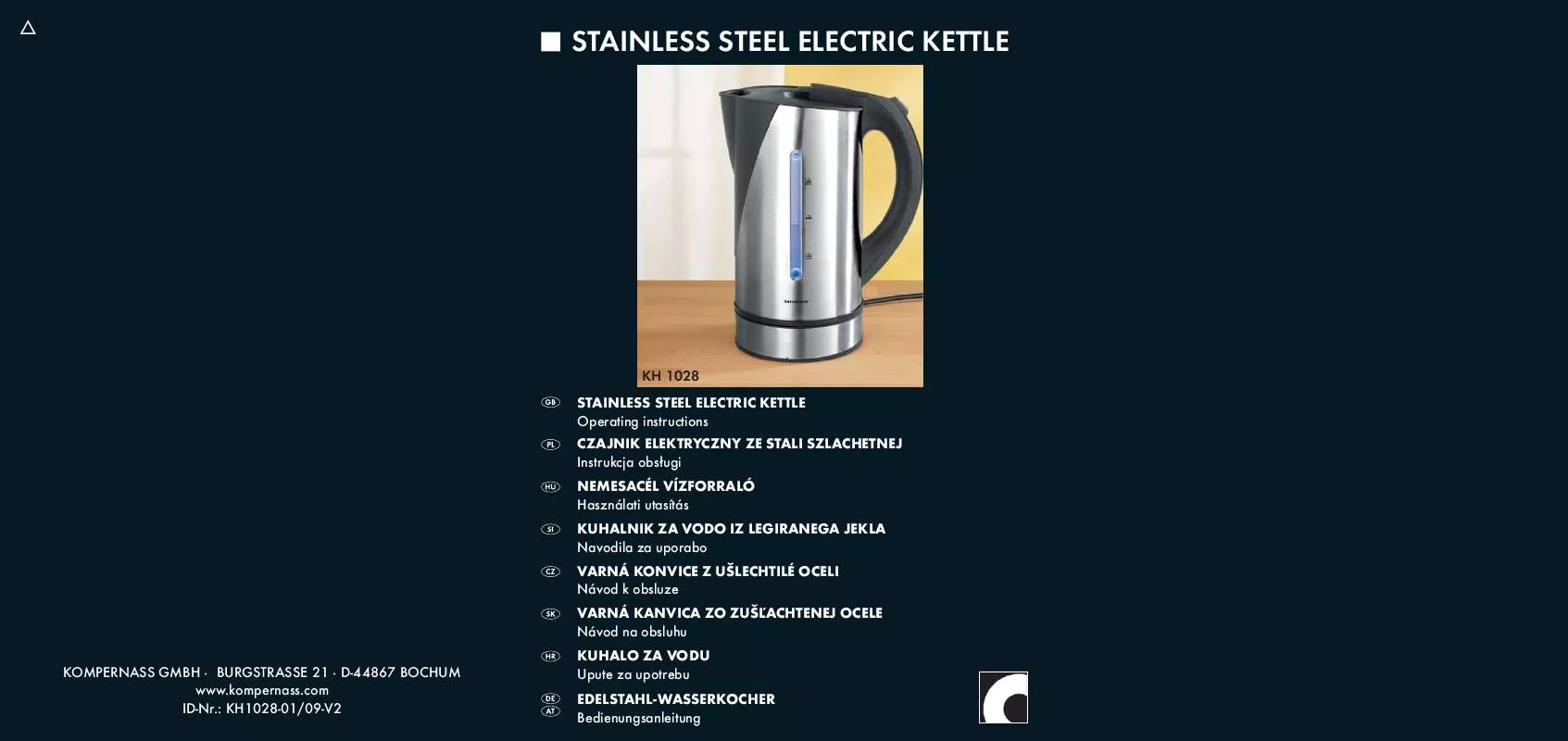 Mode d'emploi SILVERCREST KH 1028 STAINLESS STEEL ELECTRIC KETTLE