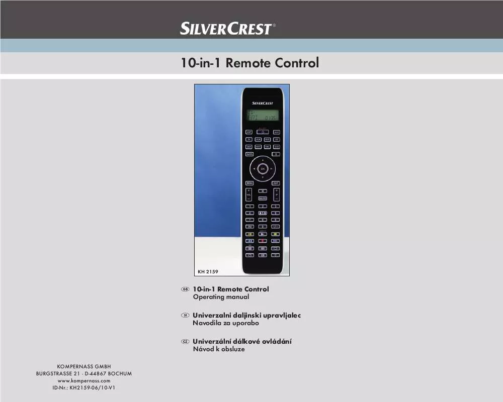 Mode d'emploi SILVERCREST KH 2159 10-IN-1 REMOTE CONTROL