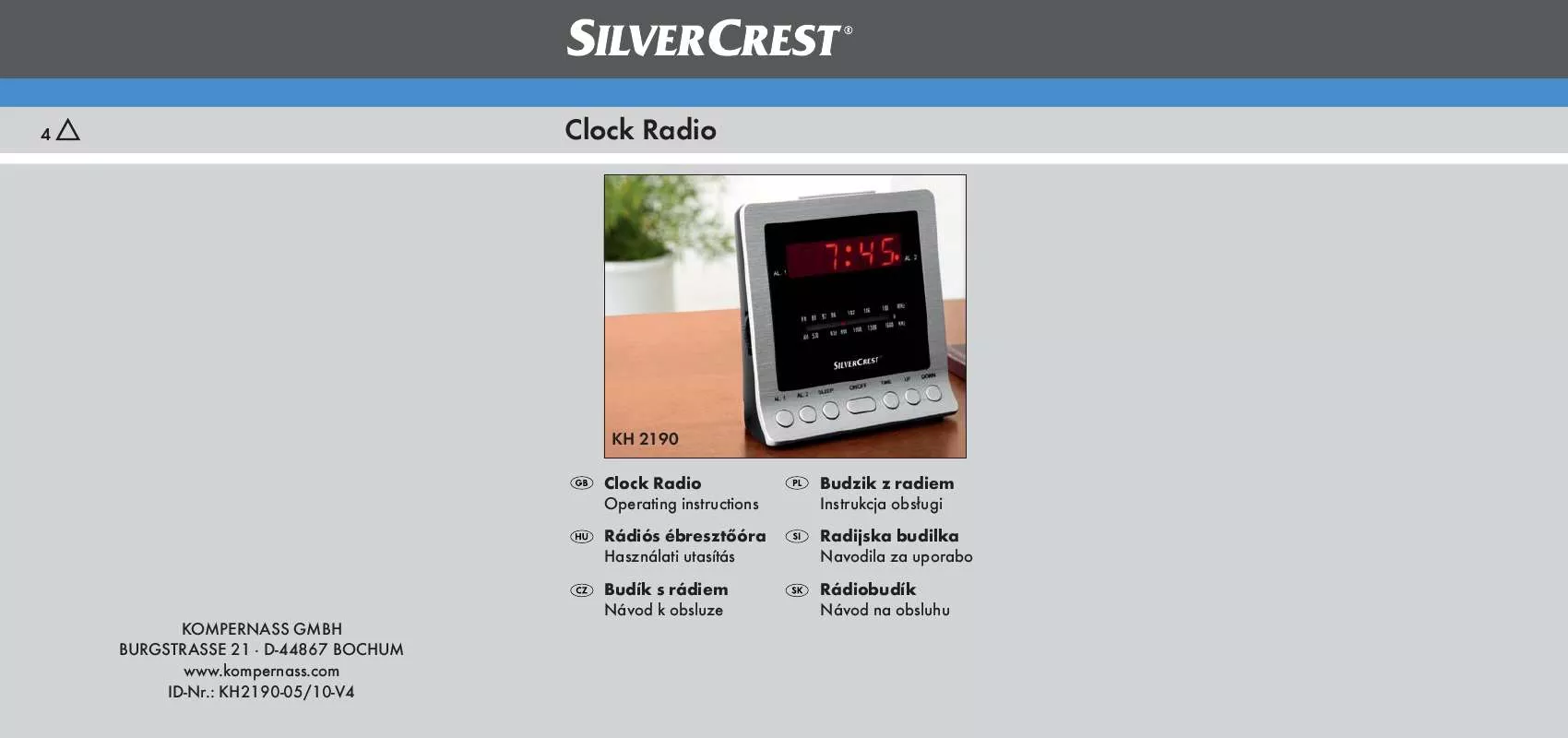 Mode d'emploi SILVERCREST KH 2190 CLOCK RADIO