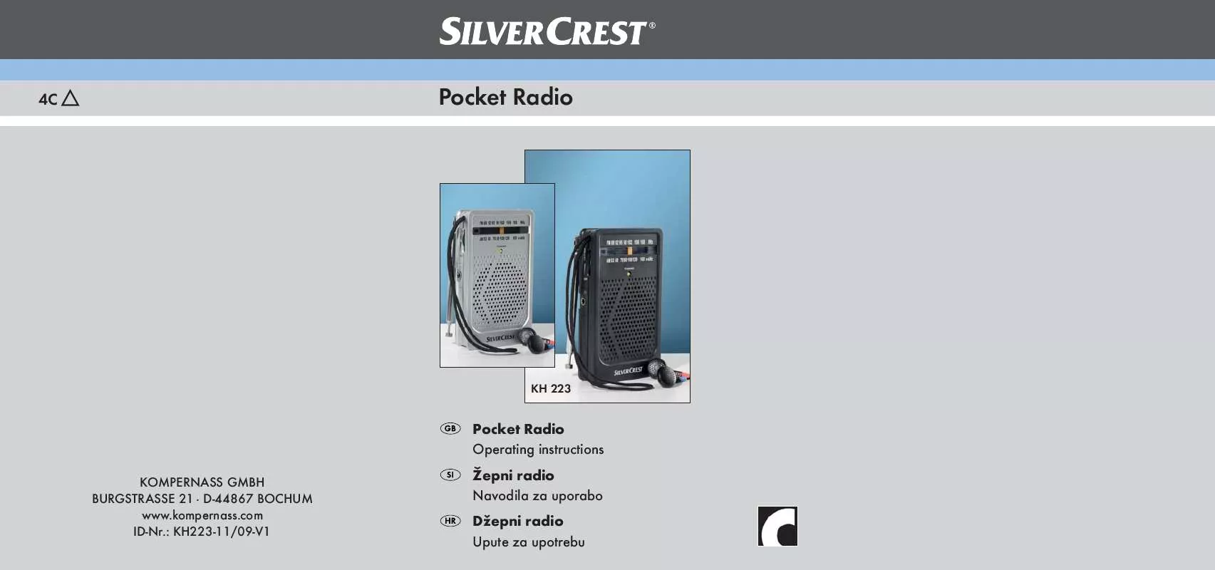 Mode d'emploi SILVERCREST KH 223 POCKET RADIO