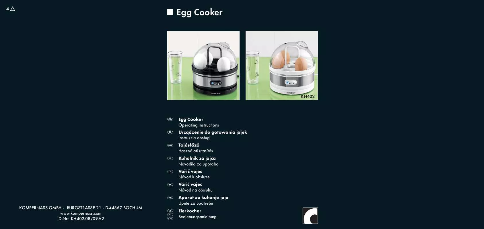 Mode d'emploi SILVERCREST KH 402 EGG COOKER