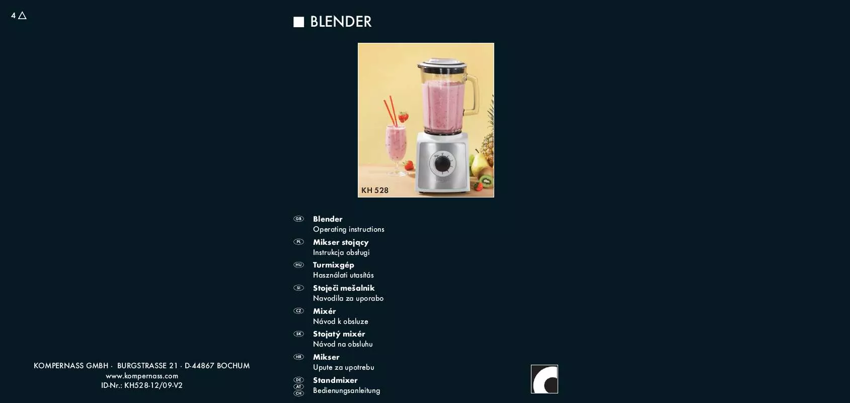 Mode d'emploi SILVERCREST KH 528 BLENDER