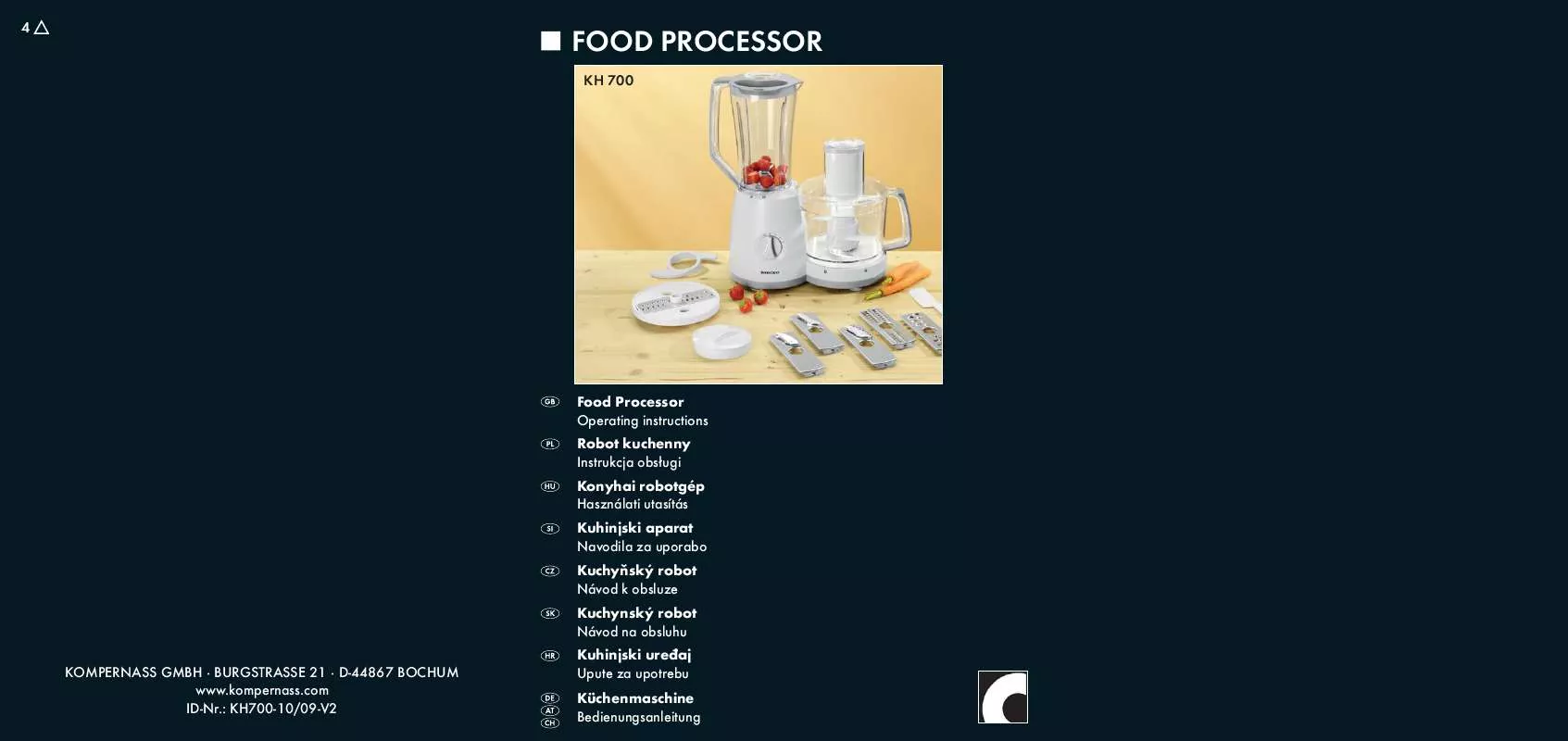 Mode d'emploi SILVERCREST KH 700 FOOD PROCESSOR