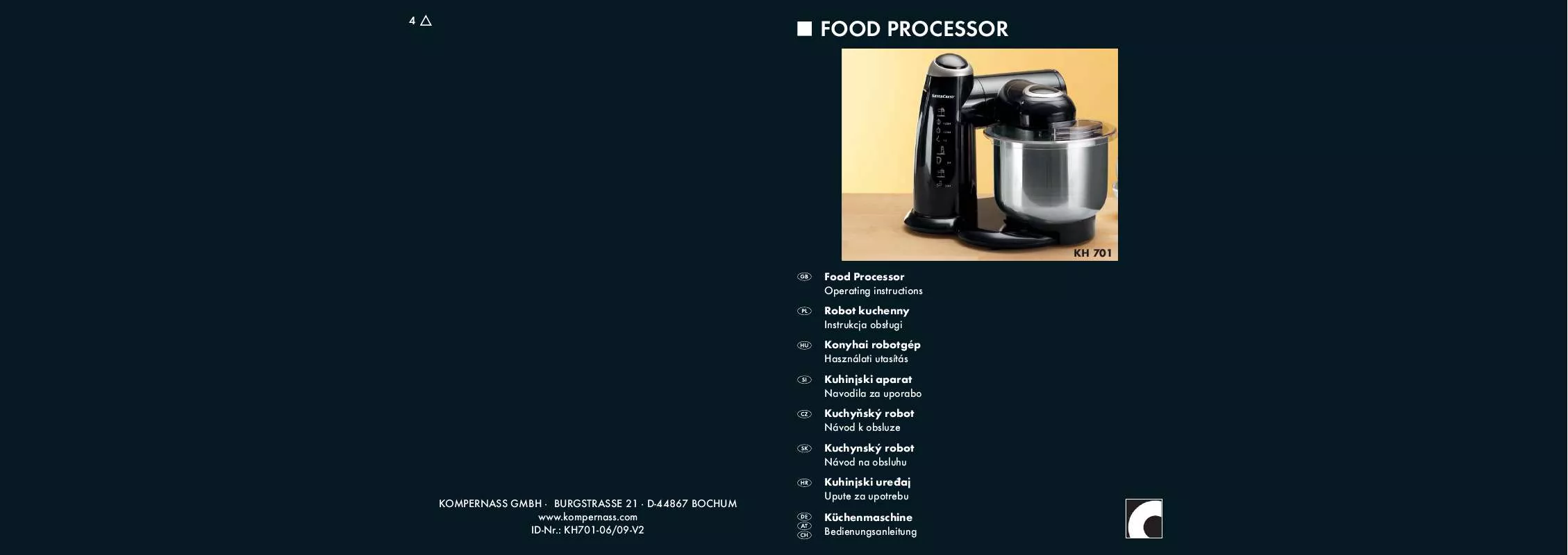 Mode d'emploi SILVERCREST KH 701 FOOD PROCESSOR