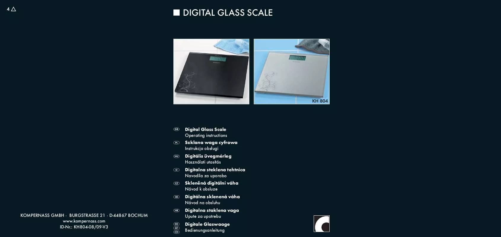 Mode d'emploi SILVERCREST KH 804 DIGITAL GLASS SCALE