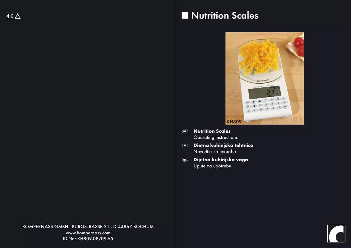 Mode d'emploi SILVERCREST KH 809 NUTRITION SCALES