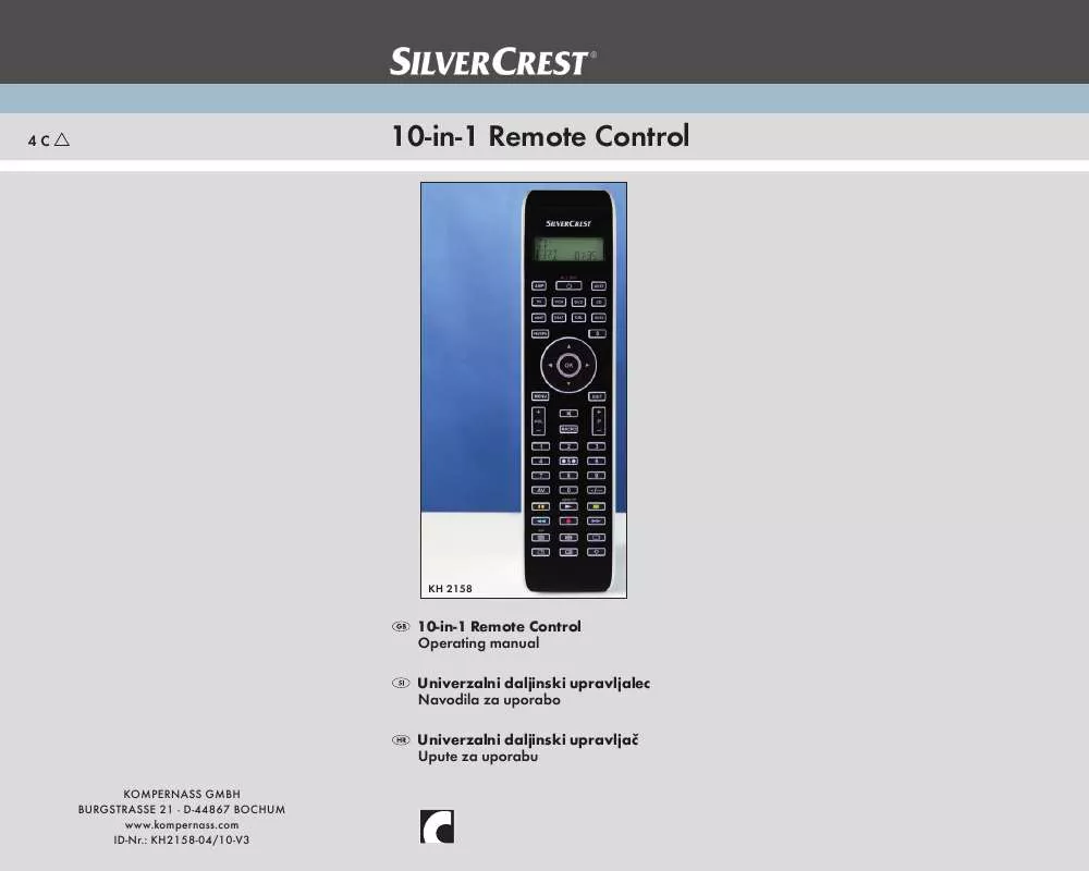 Mode d'emploi SILVERCREST KH 2158