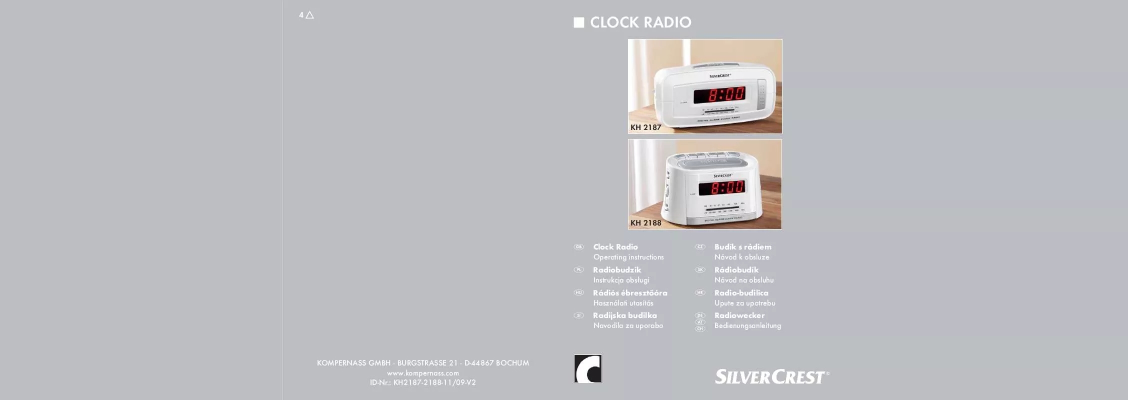 Mode d'emploi SILVERCREST KH 2187