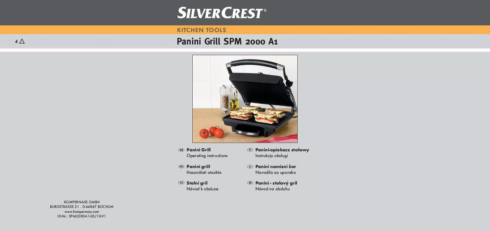 Mode d'emploi SILVERCREST SPM 2000 A1 PANINI GRILL