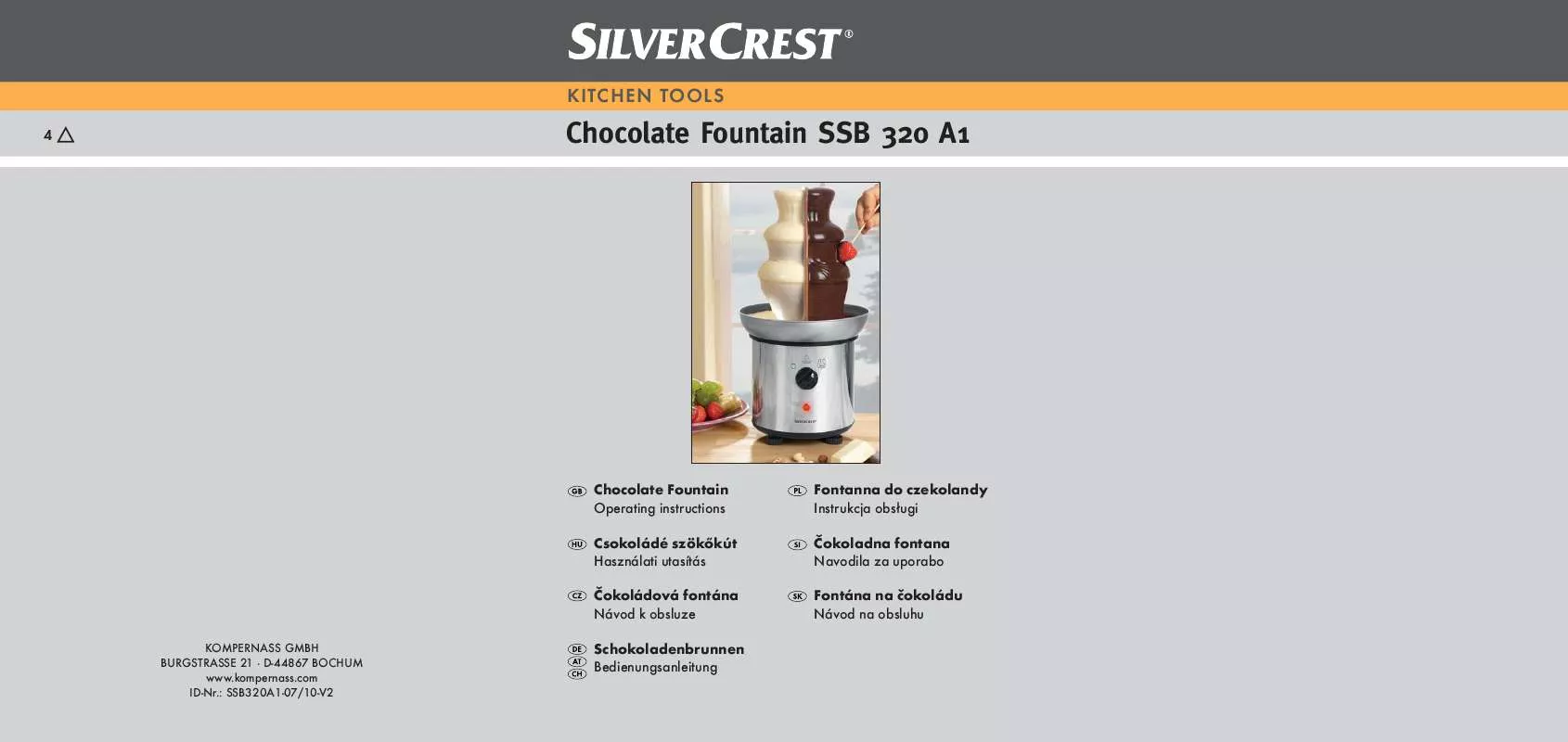 Mode d'emploi SILVERCREST SSB 320 A1 CHOCOLATE FOUNTAIN