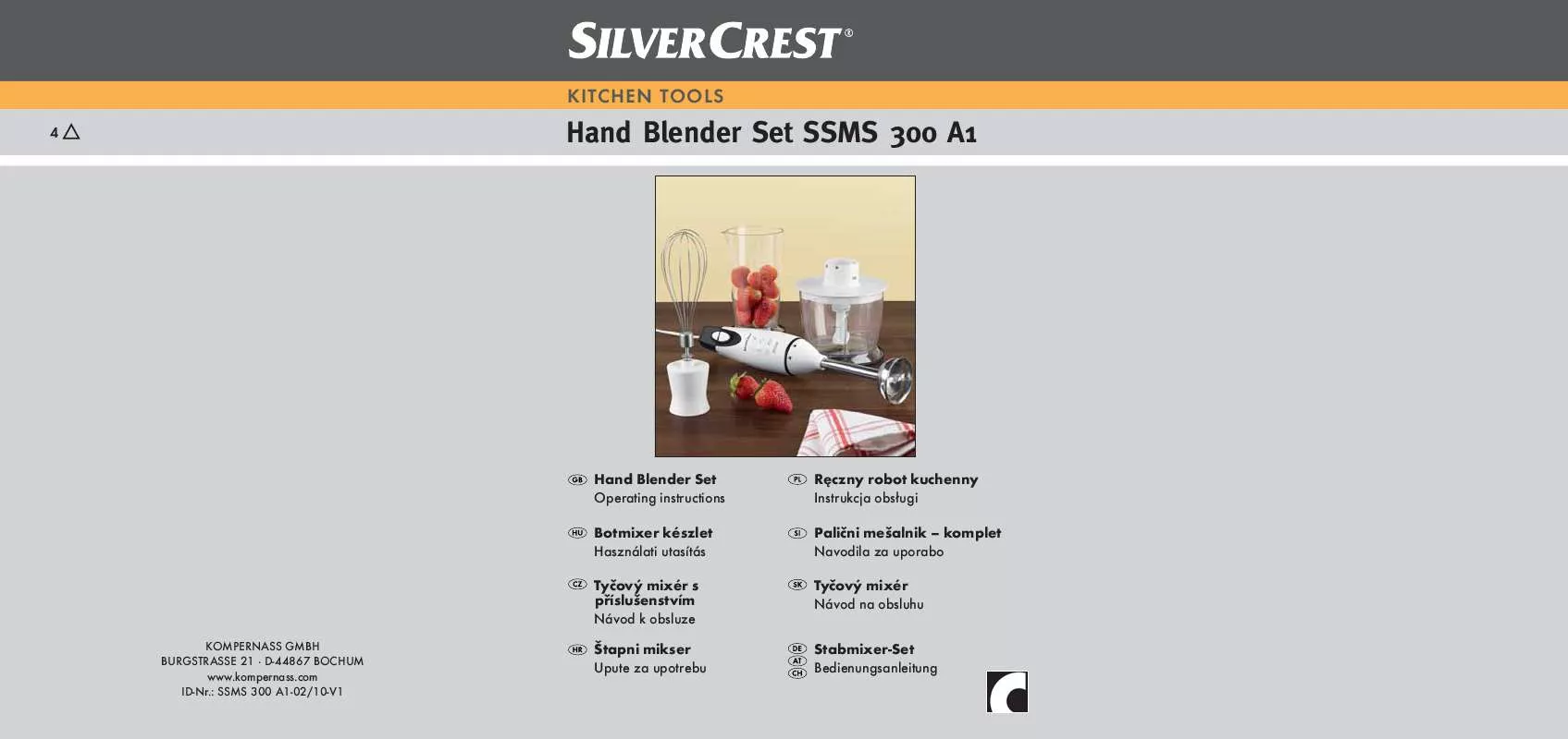 Mode d'emploi SILVERCREST SSMS 300 A1 HAND BLENDER SET