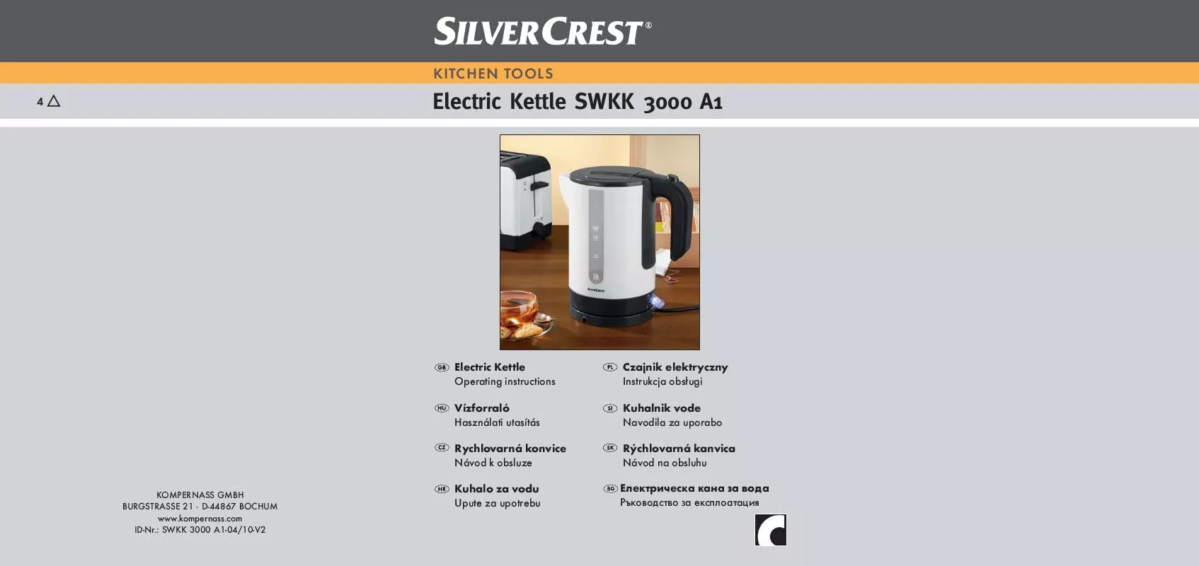 Mode d'emploi SILVERCREST SWKK 3000 A1 ELECTRIC KETTLE