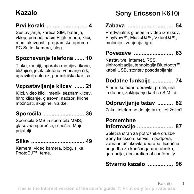 Mode d'emploi SONY ERICSSON K610I