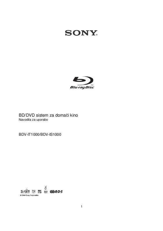 Mode d'emploi SONY BDV-IS1000