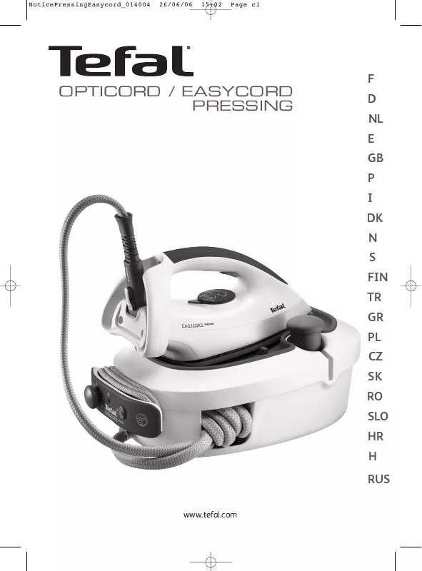 Mode d'emploi TEFAL EASYCORDPRESSING