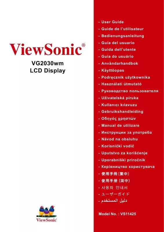 Mode d'emploi VIEWSONIC VG2030WM