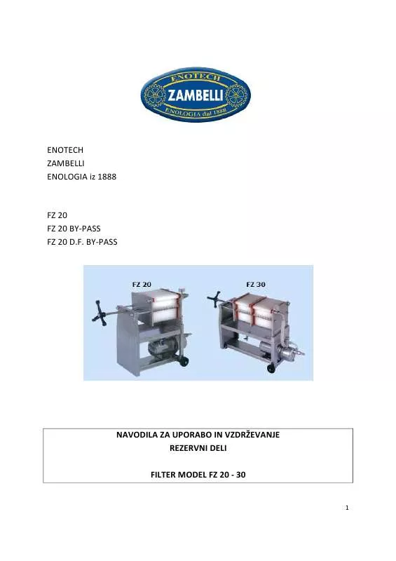 Mode d'emploi ZAMBELLI FZ 20