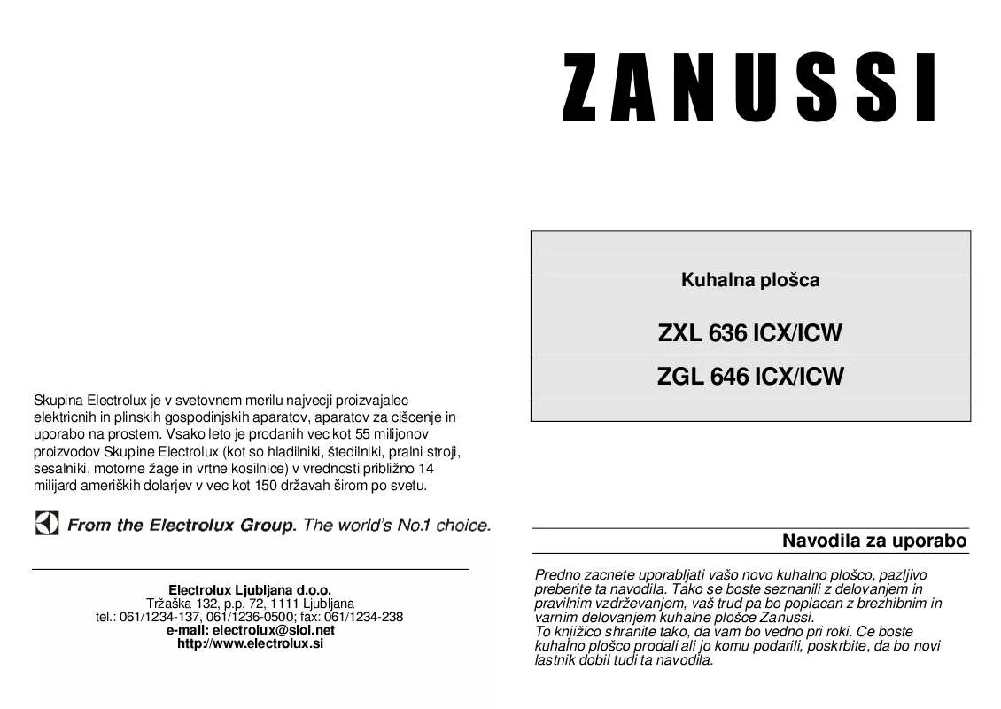 Mode d'emploi ZANUSSI ZGL646 ICX